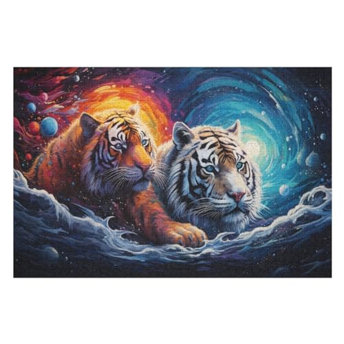 Puzzles Für Erwachsene, 1000 Teile, Tiger, Kreative Holzpuzzles, Praktisches Spiel, Familiendekoration （75×50cm） von PPZYY