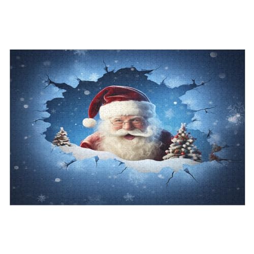Puzzles Für Erwachsene, 1000 Teile, Weihnachtsmann, Kreative Holzpuzzles, Praktisches Spiel, Familiendekoration （75×50cm） von PPZYY