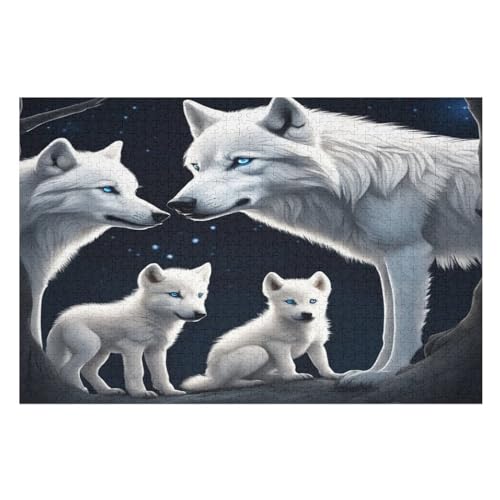 Puzzles Für Erwachsene, 1000 Teile, Wolf, Kreative Holzpuzzles, Praktisches Spiel, Familiendekoration （75×50cm） von PPZYY