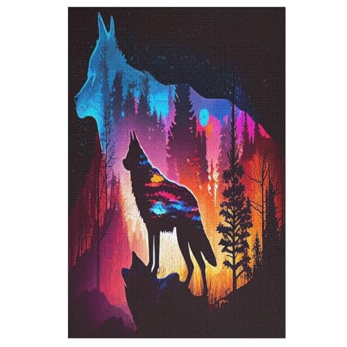 Puzzles Für Erwachsene, 1000 Teile, Wolf, Kreative Holzpuzzles, Praktisches Spiel, Familiendekoration （78×53cm） von PPZYY