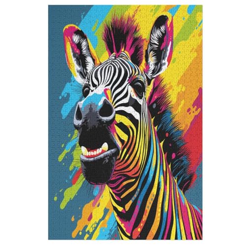 Puzzles Für Erwachsene, 1000 Teile, Zebra, Kreative Holzpuzzles, Praktisches Spiel, Familiendekoration （78×53cm） von PPZYY