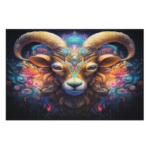 Puzzles Für Erwachsene, 1000 Teile, Ziege, Kreative Holzpuzzles, Praktisches Spiel, Familiendekoration （75×50cm） von PPZYY