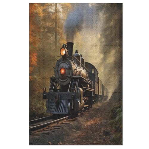 Puzzles Für Erwachsene Dampfzug,1000-teilige Puzzle Für Kinder Ab 12 Jahren, Holzpuzzles Für Die Heimdekoration, （78×53cm） von PPZYY