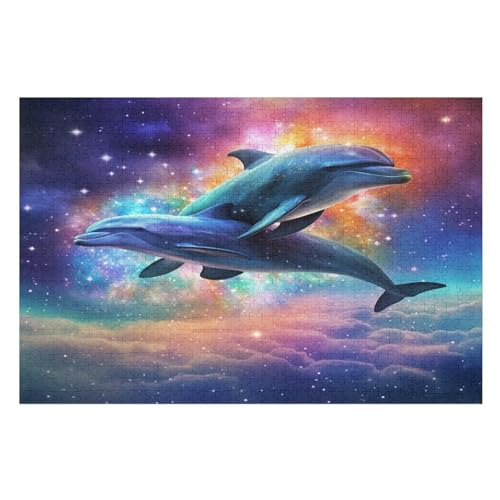 Puzzles Für Erwachsene Delphin,1000-teilige Puzzle Für Kinder Ab 12 Jahren, Holzpuzzles Für Die Heimdekoration, （75×50cm） von PPZYY