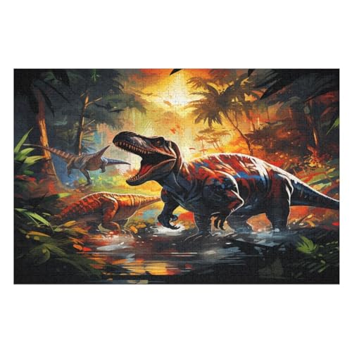 Puzzles Für Erwachsene Dinosaurier,1000-teilige Puzzle Für Kinder Ab 12 Jahren, Holzpuzzles Für Die Heimdekoration, （75×50cm） von PPZYY