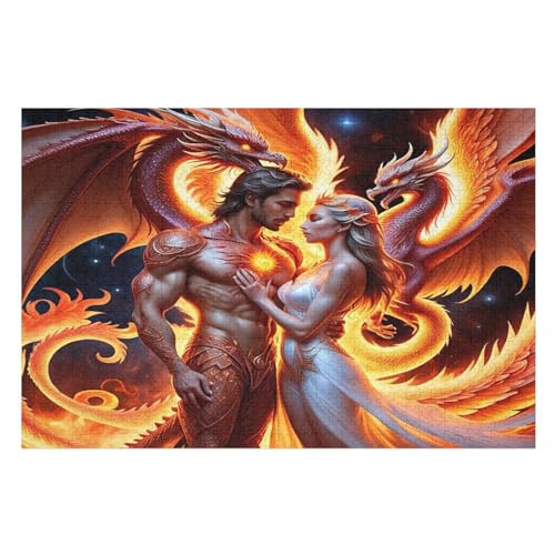 Puzzles Für Erwachsene Drache,1000-teilige Puzzle Für Kinder Ab 12 Jahren, Holzpuzzles Für Die Heimdekoration, （75×50cm） von PPZYY