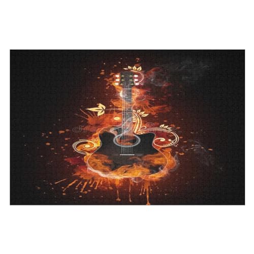 Puzzles Für Erwachsene Gitarre,1000-teilige Puzzle Für Kinder Ab 12 Jahren, Holzpuzzles Für Die Heimdekoration, （75×50cm） von PPZYY