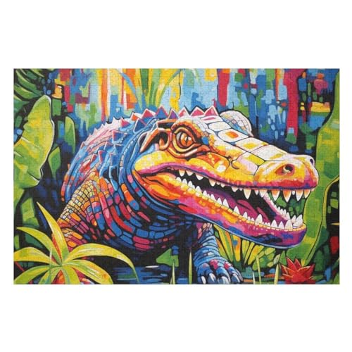 Puzzles Für Erwachsene Krokodil,1000-teilige Puzzle Für Kinder Ab 12 Jahren, Holzpuzzles Für Die Heimdekoration, （75×50cm） von PPZYY