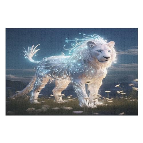 Puzzles Für Erwachsene Löwe,1000-teilige Puzzle Für Kinder Ab 12 Jahren, Holzpuzzles Für Die Heimdekoration, （75×50cm） von PPZYY