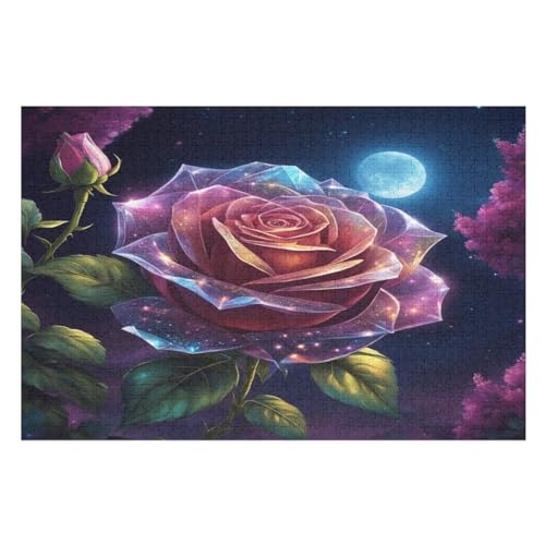 Puzzles Für Erwachsene Sternenhimmel Rose,1000-teilige Puzzle Für Kinder Ab 12 Jahren, Holzpuzzles Für Die Heimdekoration, （75×50cm） von PPZYY