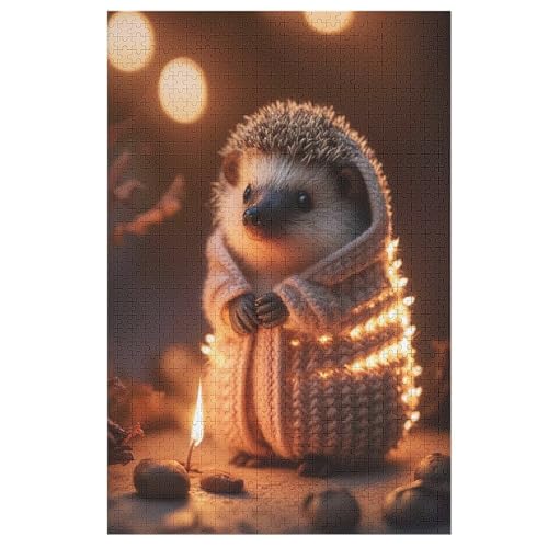 Puzzles Für Erwachsene Und Kinder, Cute Igel -Puzzle, 1000 Teile, Kreative Holzpuzzles, Geschenke （78×53cm） von PPZYY