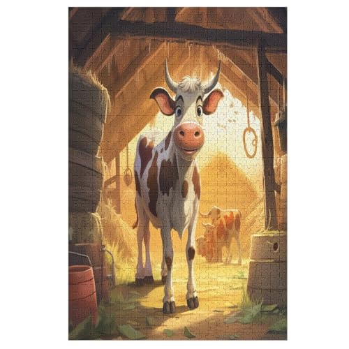 Puzzles Für Erwachsene Und Kinder, Kuh -Puzzle, 1000 Teile, Kreative Holzpuzzles, Geschenke （78×53cm） von PPZYY