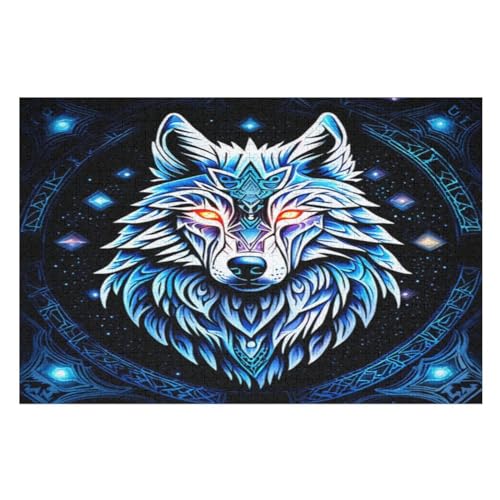 Puzzles Für Erwachsene Wolf,1000-teilige Puzzle Für Kinder Ab 12 Jahren, Holzpuzzles Für Die Heimdekoration, （75×50cm） von PPZYY