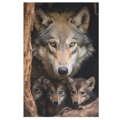 Puzzles Für Erwachsene Wolf,1000-teilige Puzzle Für Kinder Ab 12 Jahren, Holzpuzzles Für Die Heimdekoration, （78×53cm） von PPZYY