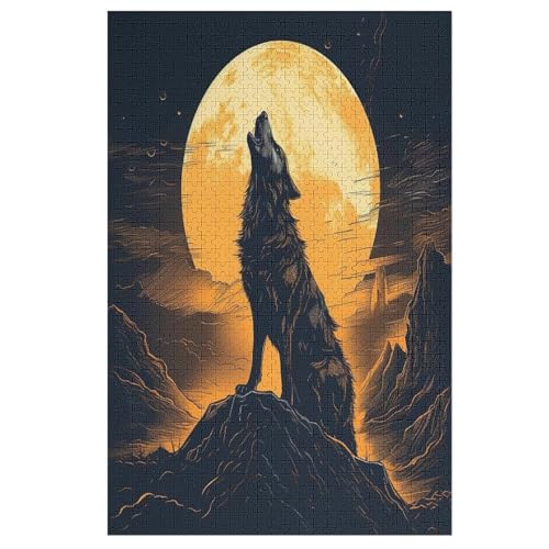 Puzzles Für Erwachsene Wolf,1000-teilige Puzzle Für Kinder Ab 12 Jahren, Holzpuzzles Für Die Heimdekoration, （78×53cm） von PPZYY