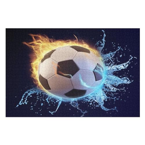 Puzzles Fußball, 1000-teiliges Holzpuzzle Für Erwachsene Und Kinder Ab 12 Jahren. Tolles Geschenk Für Erwachsene （75×50cm） von PPZYY