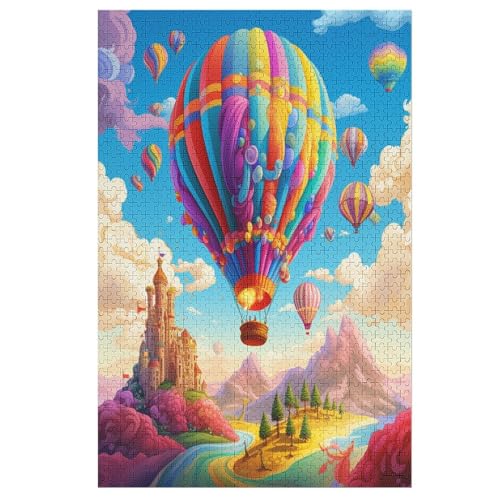 Puzzles Heißluftballon, 1000 Teile, Puzzle Aus Holz Für Erwachsene Und Kinder Ab 12 Jahren, Lernspielzeug （78×53cm） von PPZYY