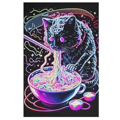 Puzzles Katze, 1000 Teile, Puzzle Aus Holz Für Erwachsene Und Kinder Ab 12 Jahren, Lernspielzeug （78×53cm） von PPZYY