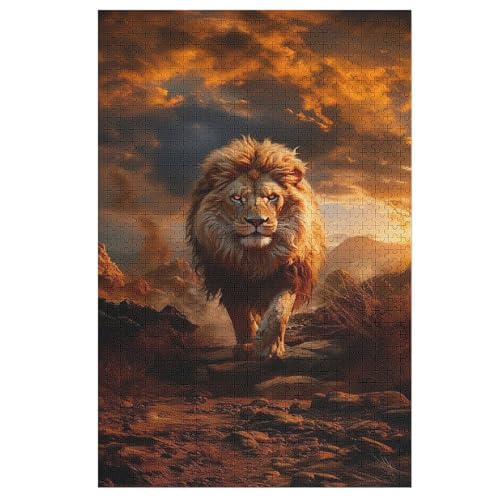 Puzzles Löwe, 1000 Teile, Puzzle Aus Holz Für Erwachsene Und Kinder Ab 12 Jahren, Lernspielzeug （78×53cm） von PPZYY