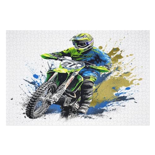 Puzzles Motocross, 1000 Teile, Puzzle Aus Holz Für Erwachsene Und Kinder Ab 12 Jahren, Lernspielzeug （75×50cm） von PPZYY