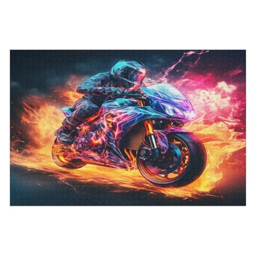 Puzzles Motorrad, 1000 Teile, Puzzle Aus Holz Für Erwachsene Und Kinder Ab 12 Jahren, Lernspielzeug （75×50cm） von PPZYY