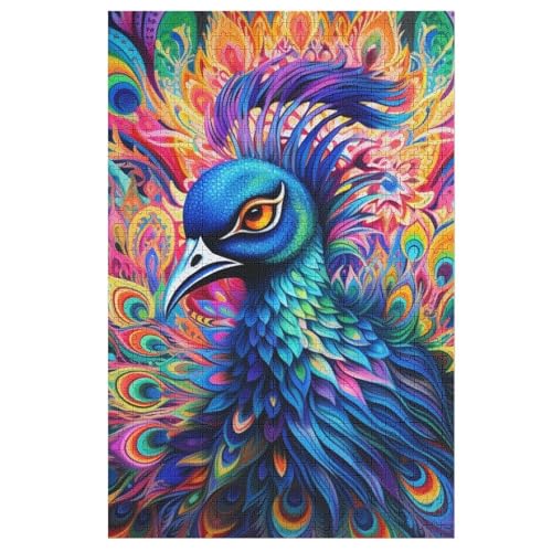 Puzzles Pfau, 1000 Teile, Puzzle Aus Holz Für Erwachsene Und Kinder Ab 12 Jahren, Lernspielzeug （78×53cm） von PPZYY