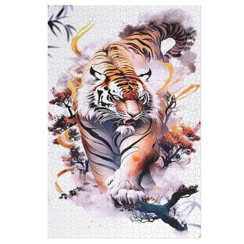 Puzzles Tiger, 1000 Teile, Puzzle Aus Holz Für Erwachsene Und Kinder Ab 12 Jahren, Lernspielzeug （78×53cm） von PPZYY