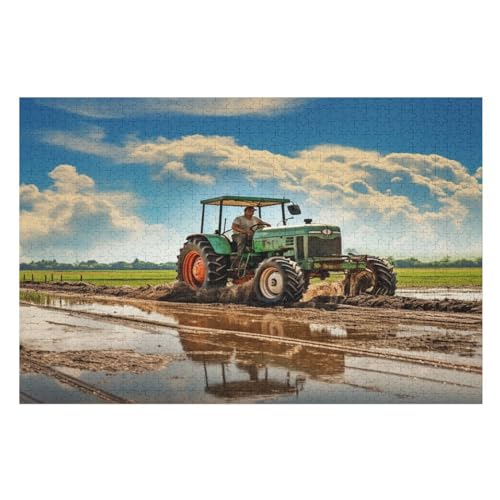 Puzzles Traktor, 1000 Teile, Puzzle Aus Holz Für Erwachsene Und Kinder Ab 12 Jahren, Lernspielzeug （75×50cm） von PPZYY