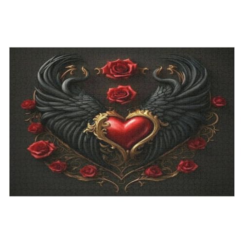 Puzzles Valentine's Day Rose, 1000 Teile, Puzzle Aus Holz Für Erwachsene Und Kinder Ab 12 Jahren, Lernspielzeug （75×50cm） von PPZYY