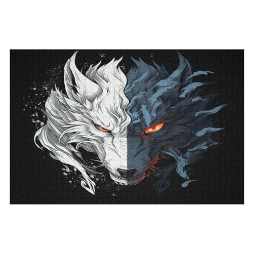 Puzzles Wolf, 1000 Teile, Puzzle Aus Holz Für Erwachsene Und Kinder Ab 12 Jahren, Lernspielzeug （75×50cm） von PPZYY
