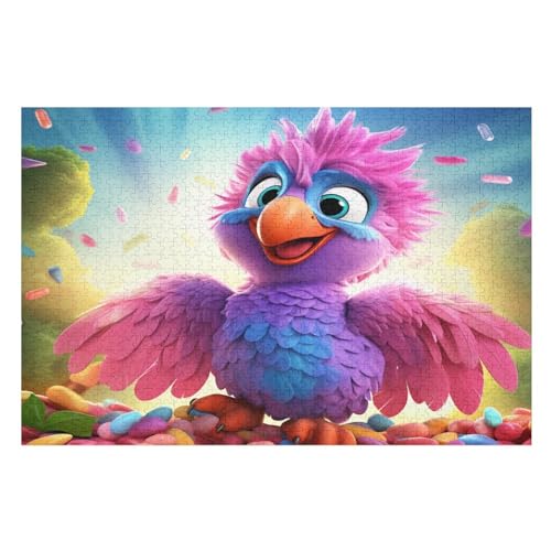Puzzles süßer Papagei, 1000 Teile, Puzzle Aus Holz Für Erwachsene Und Kinder Ab 12 Jahren, Lernspielzeug （75×50cm） von PPZYY