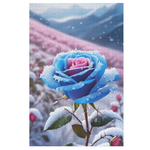 Rose Holzpuzzle 1000 Teile Klassische Puzzles Erwachsene Kinder Puzzle DIY Kit Holzspielzeug Einzigartiges Geschenk （78×53cm） von PPZYY