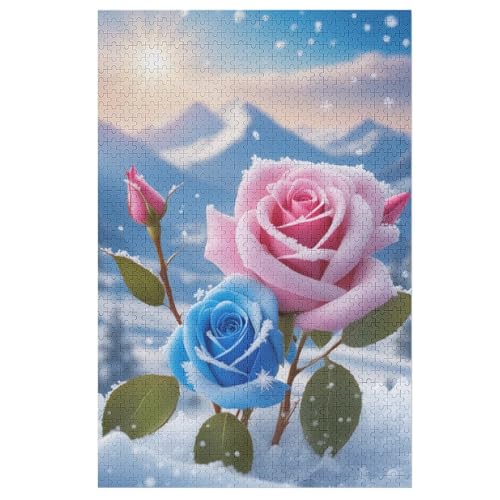 Rose -Puzzle, 1000 Teile,Holzpuzzle Für Erwachsene Kinder, Lustiges Spielzeug, Denkspiel, Bildungsspiel, （78×53cm） von PPZYY