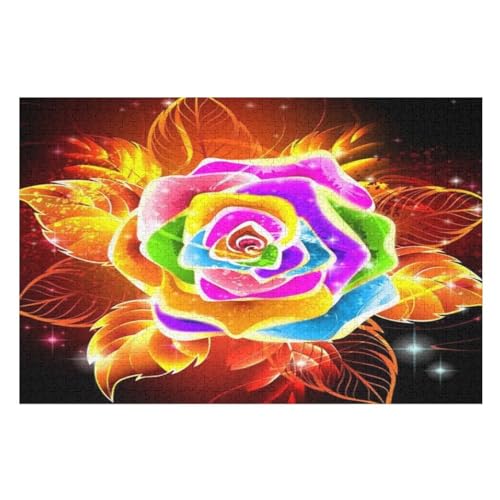 Rose Puzzle 1000 Teile, Holzpuzzle Herausforderndes Geschicklichkeitsspiel Für Die Ganze Familie, Kinder Erwachsenenpuzzle Ab 12 Jahren （75×50cm） von PPZYY