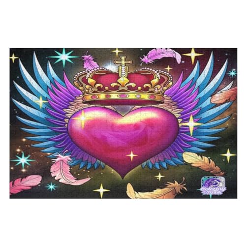 Rot Heart Holzpuzzle - 1000 Teiliges Jigsaw Knobelspiel - Puzzle Für Erwachsene & Kinder - Outdoor & Reisespielzeug （75×50cm） von PPZYY