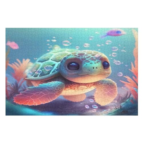 Schildkröte Puzzle Für Erwachsene 1000 Teile Premium Recyceltes Brett Zum Lernen, Lernspielzeug, Familienspiele Kinder Holzpuzzle （75×50cm） von PPZYY