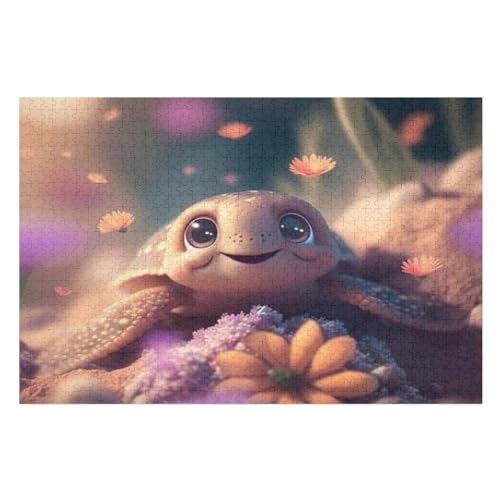 Schildkröte Puzzle Für Erwachsene 1000 Teile Premium Recyceltes Brett Zum Lernen, Lernspielzeug, Familienspiele Kinder Holzpuzzle （75×50cm） von PPZYY