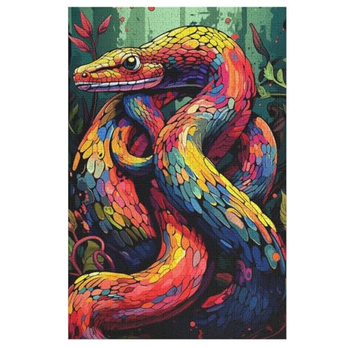 Schlange Holzpuzzle 1000 Teile Klassische Puzzles Erwachsene Kinder Puzzle DIY Kit Holzspielzeug Einzigartiges Geschenk （78×53cm） von PPZYY