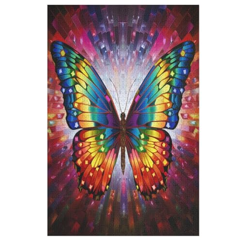 Schmetterling Puzzle Für Erwachsene 1000 Teile Premium 100% Recyceltes Brett Zum Lernen, Lernspielzeug, Familienspiele Kinder Holzpuzzle （78×53cm） von PPZYY