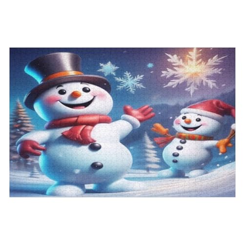 Schneemann-Puzzlespiel Aus Holz, 1000 Puzzleteile, Puzzle Für Teenager Und Erwachsene, Kreatives Spielzeug, Puzzles, （75×50cm） von PPZYY