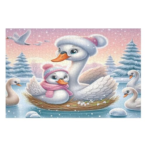Schwan 1000 Teile Puzzles, Wood Craft, Hochwertiges Modernes Puzzle, DIY, Für Erwachsene Und Kinder Ab 12 Jahren, （75×50cm） von PPZYY
