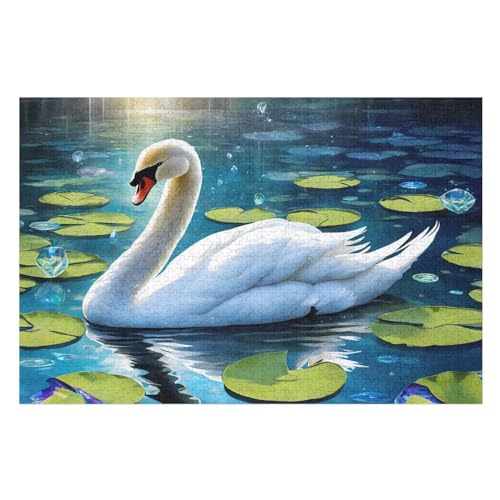 Schwan Holzpuzzle 1000 Teile, Knobelspiele Für Erwachsene, Teenager, Puzzles Unmögliche - Kinder Puzzle Zimmer Deko （75×50cm） von PPZYY