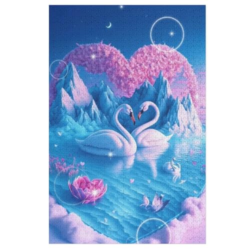 Schwan Puzzle Für Erwachsene 1000 Teile Premium Recyceltes Brett Zum Lernen, Lernspielzeug, Familienspiele Kinder Holzpuzzle （78×53cm） von PPZYY