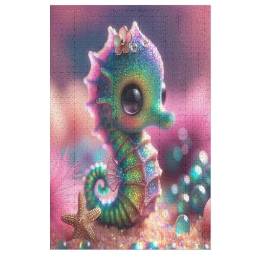 Seahorse Puzzle Für Erwachsene 1000 Teile Premium 100% Recyceltes Brett Zum Lernen, Lernspielzeug, Familienspiele Kinder Holzpuzzle （78×53cm） von PPZYY