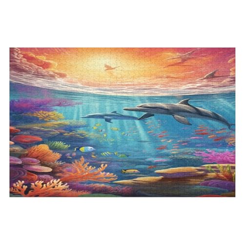 Seabed A School of Fisch Puzzle 1000 Teile, Holzpuzzle Herausforderndes Geschicklichkeitsspiel Für Die Ganze Familie, Kinder Erwachsenenpuzzle Ab 12 Jahren （75×50cm） von PPZYY