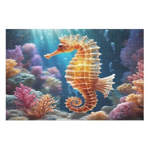 Seahorse -Puzzle, 1000 Teile,Holzpuzzle Für Erwachsene Kinder, Lustiges Spielzeug, Denkspiel, Bildungsspiel, （75×50cm） von PPZYY