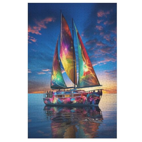 Segelboot -Puzzle, 1000 Teile,Holzpuzzle Für Erwachsene Kinder, Lustiges Spielzeug, Denkspiel, Bildungsspiel, （78×53cm） von PPZYY
