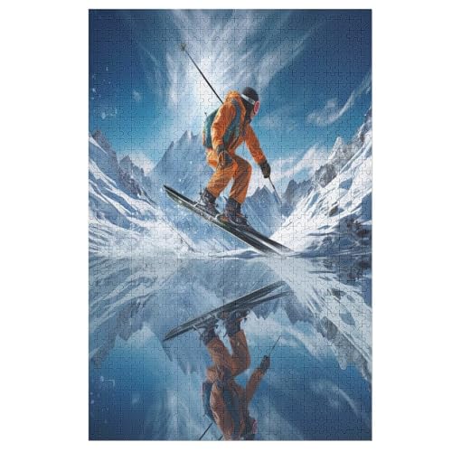Skifahren Puzzle 1000 Teile, Holzpuzzle Herausforderndes Geschicklichkeitsspiel Für Die Ganze Familie, Kinder Erwachsenenpuzzle Ab 12 Jahren （78×53cm） von PPZYY