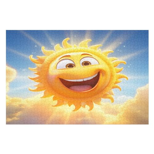 Sonne Holzpuzzle - 1000 Teiliges Jigsaw Knobelspiel - Puzzle Für Erwachsene & Kinder - Outdoor & Reisespielzeug （75×50cm） von PPZYY