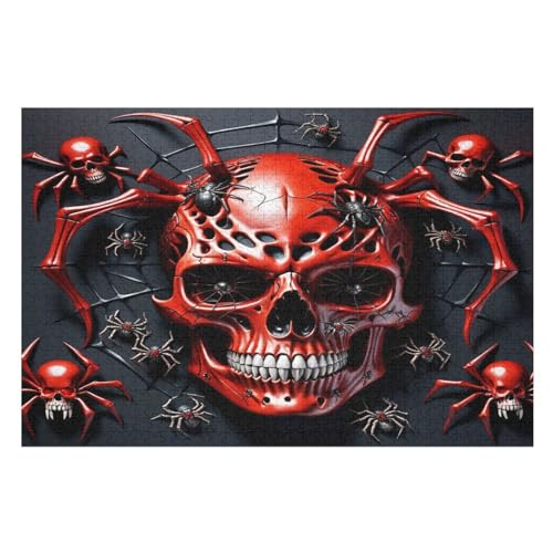 Spider Totenkopf Holzpuzzle Für Erwachsene Teenager Stress Abbauen Familien-Puzzlespiel Poster 1000-teiliges Puzzle Kinder Lernspiel （75×50cm） von PPZYY